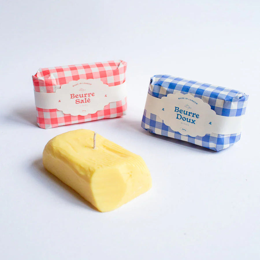 nata concept store beurre butter candle salted red and unsalted blue gingham
