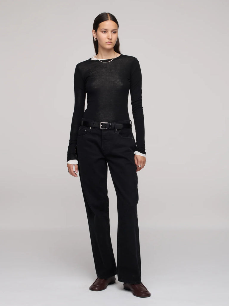 DALA Calla Mid Rise crop Ankle Jeans in One Year Black