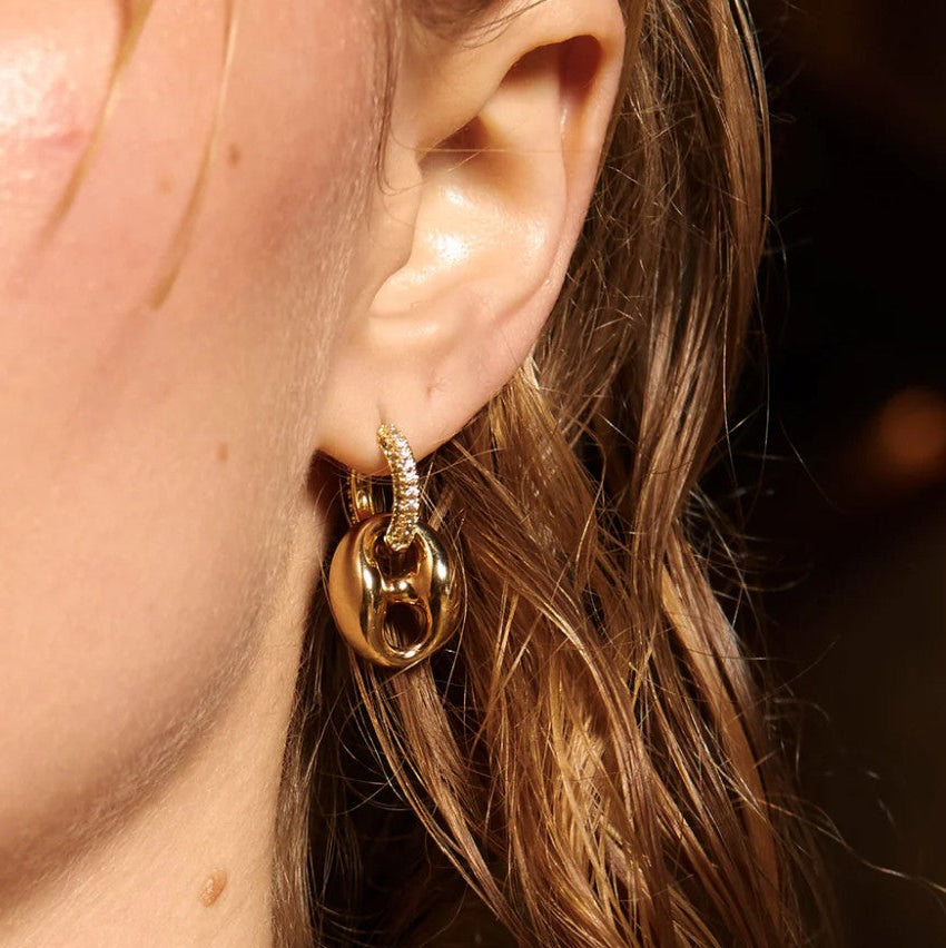 By Alona Capri earrings gold rhinestone huggie hoop