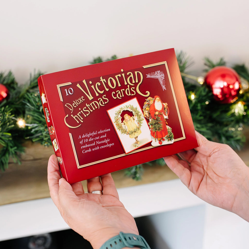 mamelok Victorian Christmas Greeting Card Set of 10 boxed vintage style die cut