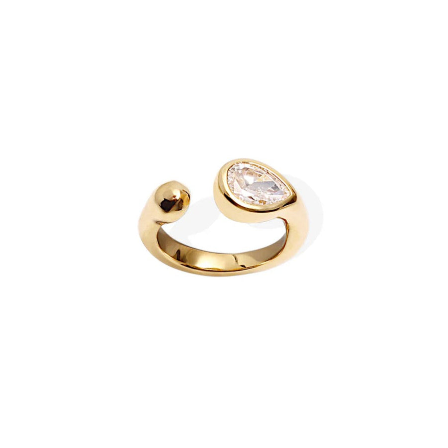 By Alona Celestine open ring  set with a sparkling teardrop cubic zirconia stone in gold
