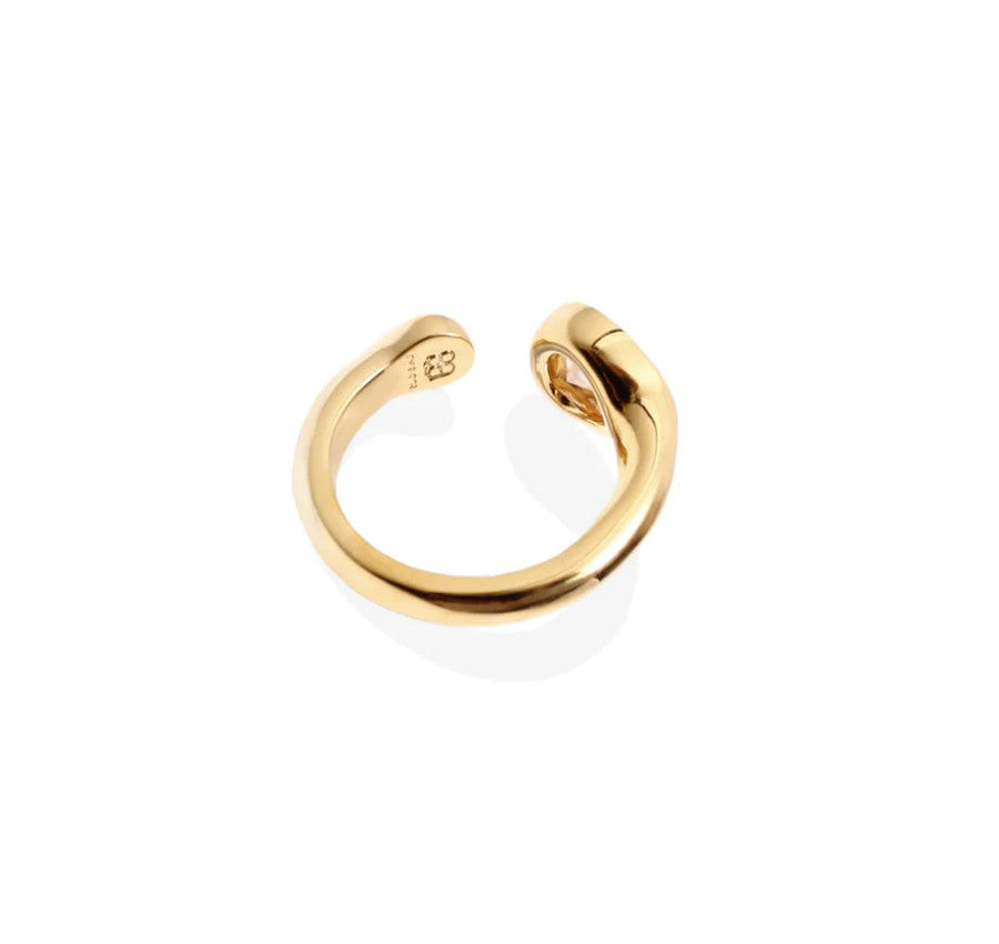 By Alona Celestine open ring  set with a sparkling teardrop cubic zirconia stone in gold