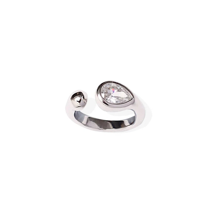 By Alona Celestine open ring  set with a sparkling teardrop cubic zirconia stone in sterling silver