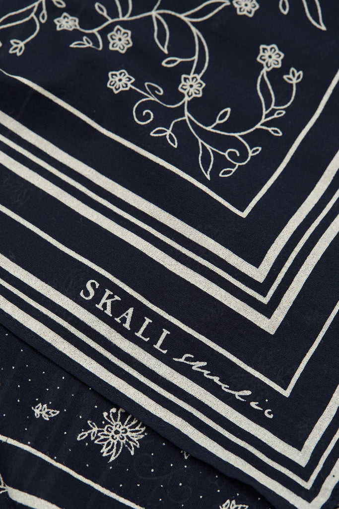 navy dark blue paisley pattern neckerchief classic scarf by Skall Studio