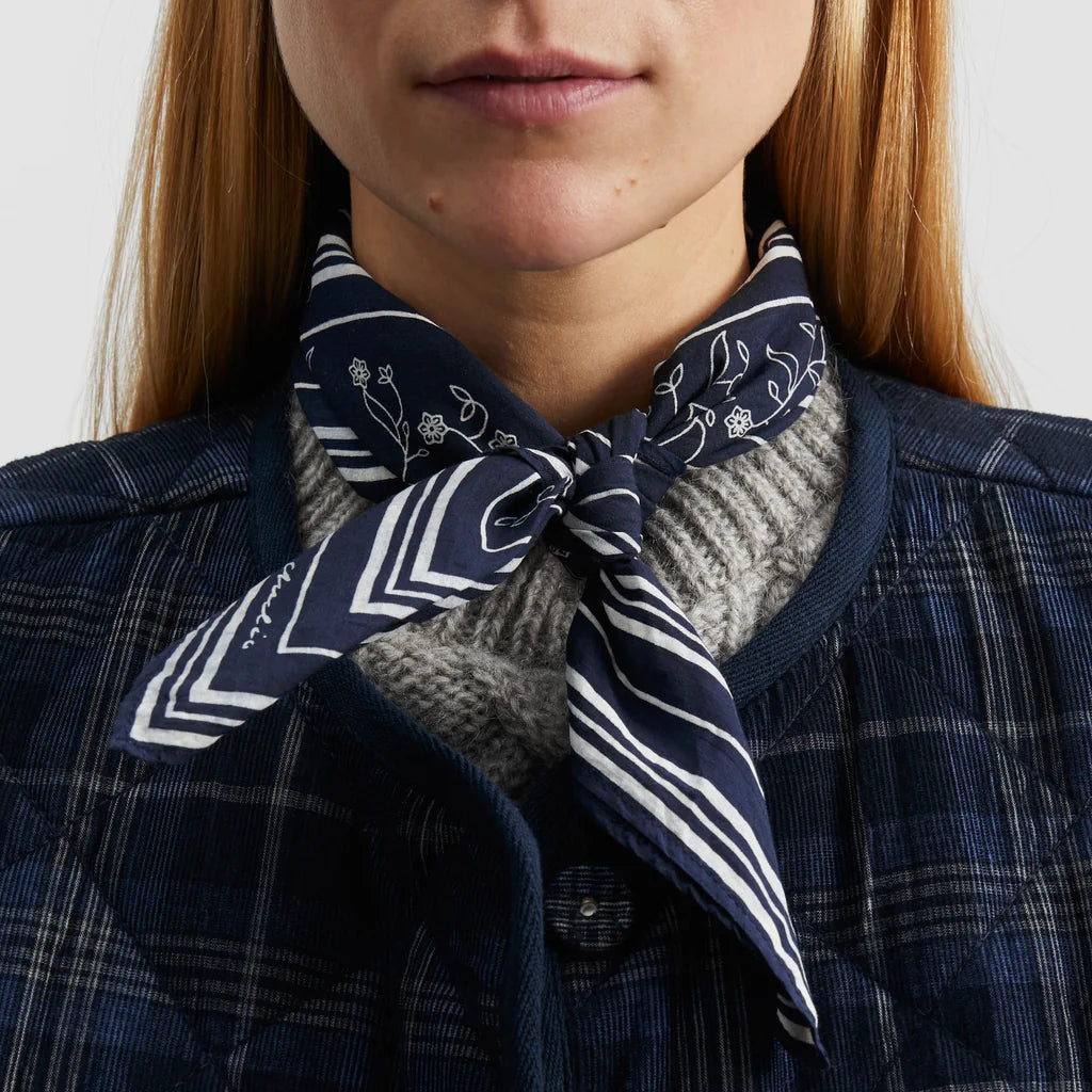 navy dark blue paisley pattern neckerchief classic scarf by Skall Studio