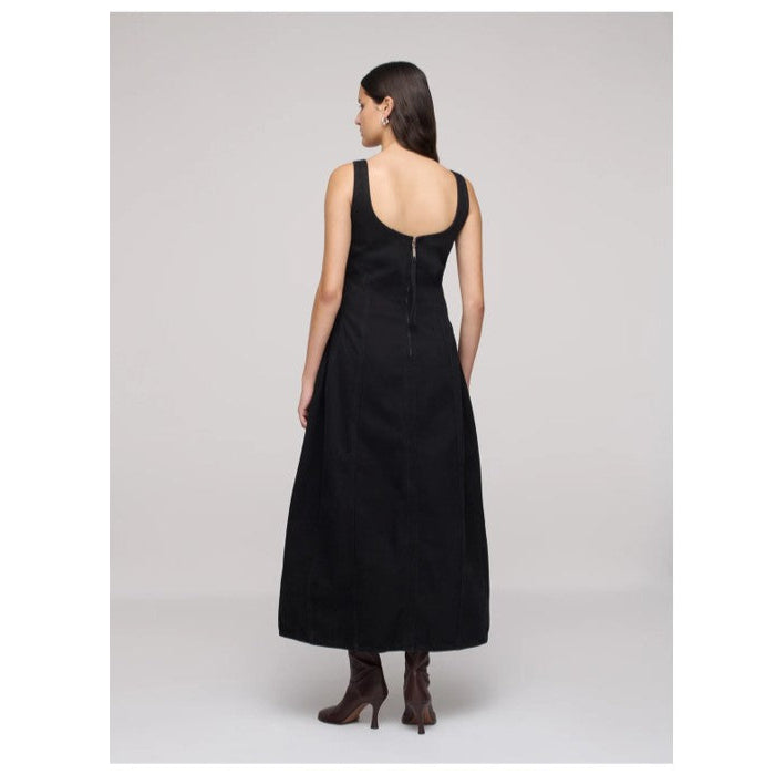 DALA Cocoon Bustier fitted maxi denim Dress One Year Black 