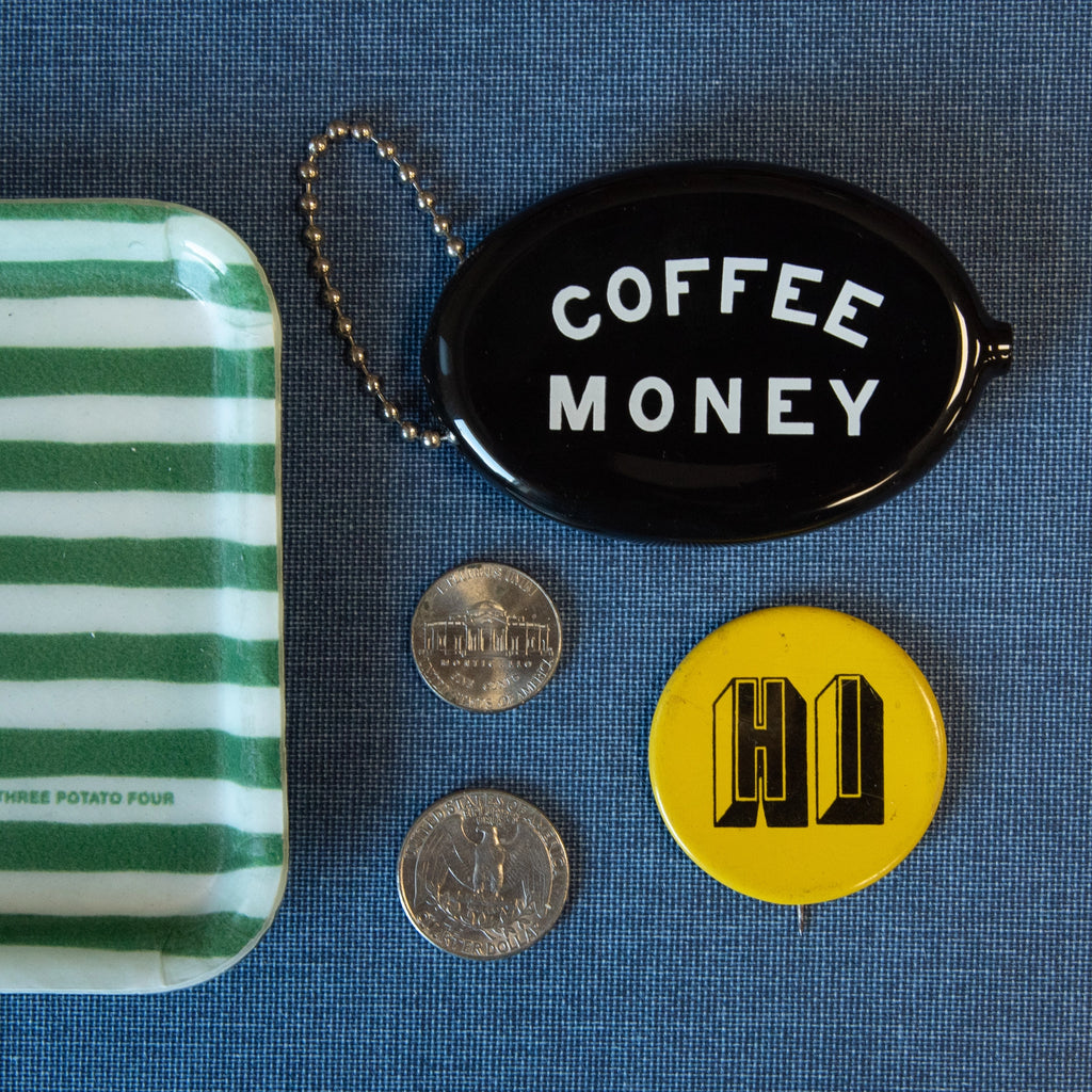 three potato four rubber coin pouch bag charm black white coffee money