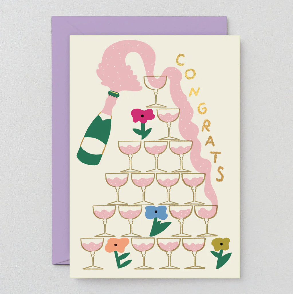 Congrats Champagne Greeting Card by Rozalina Burkova for wrap magazine