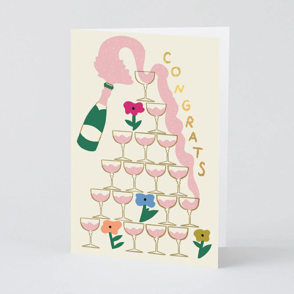 Congrats Champagne Greeting Card by Rozalina Burkova for wrap magazine
