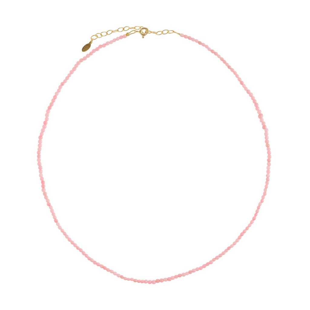 pink coral beaded necklace by Hermina Athens