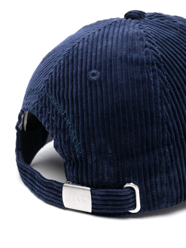 GANNI cap cord corduroy embroidered logo navy oxford blue