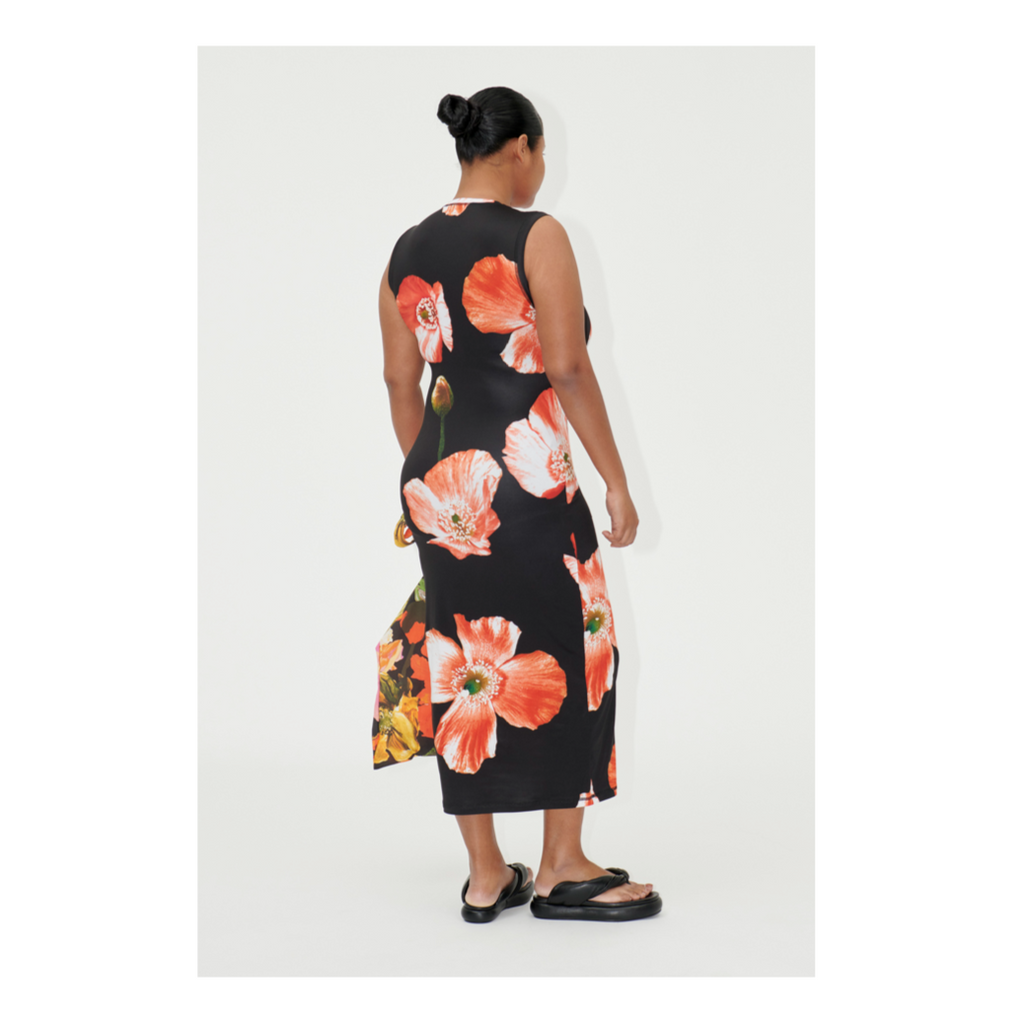 stine goya danya opium poppies black floral dress