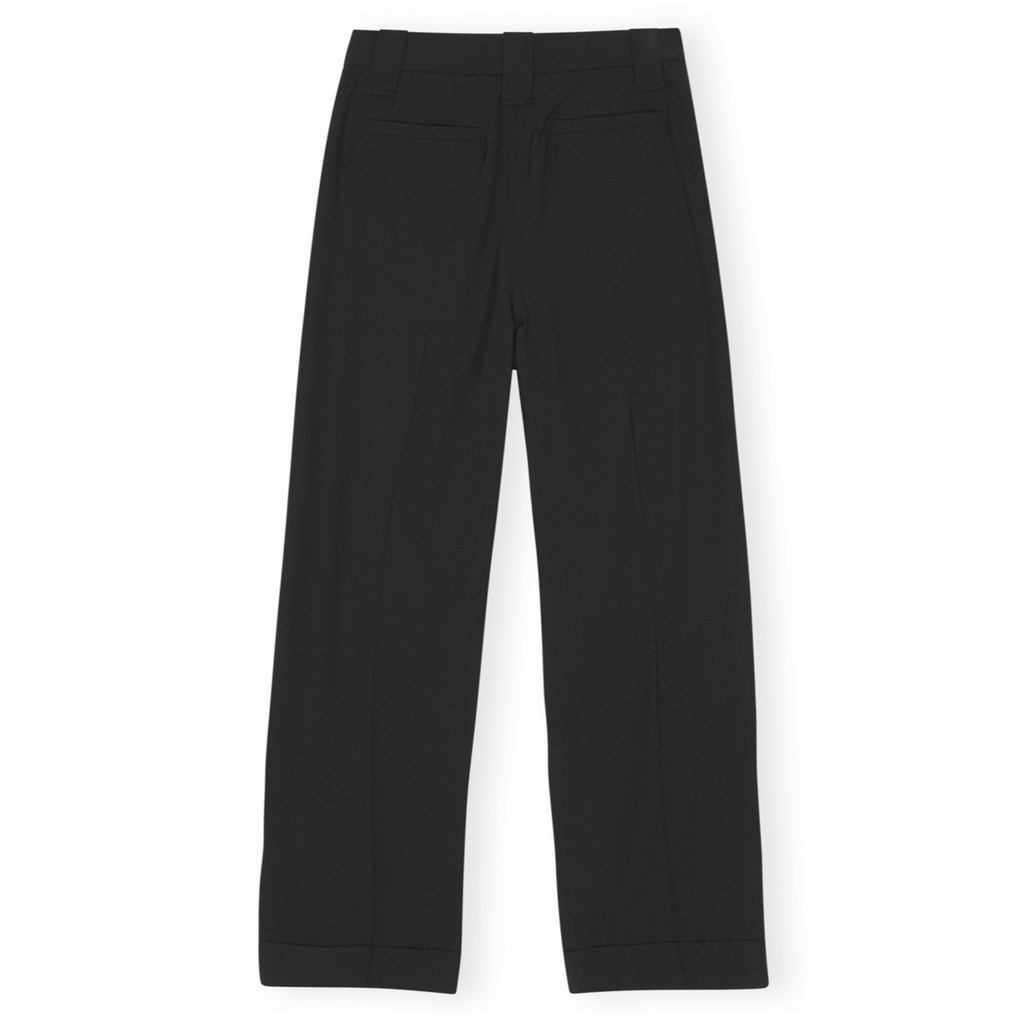 GANNI drapey melange pleated suit trousers black cuffed