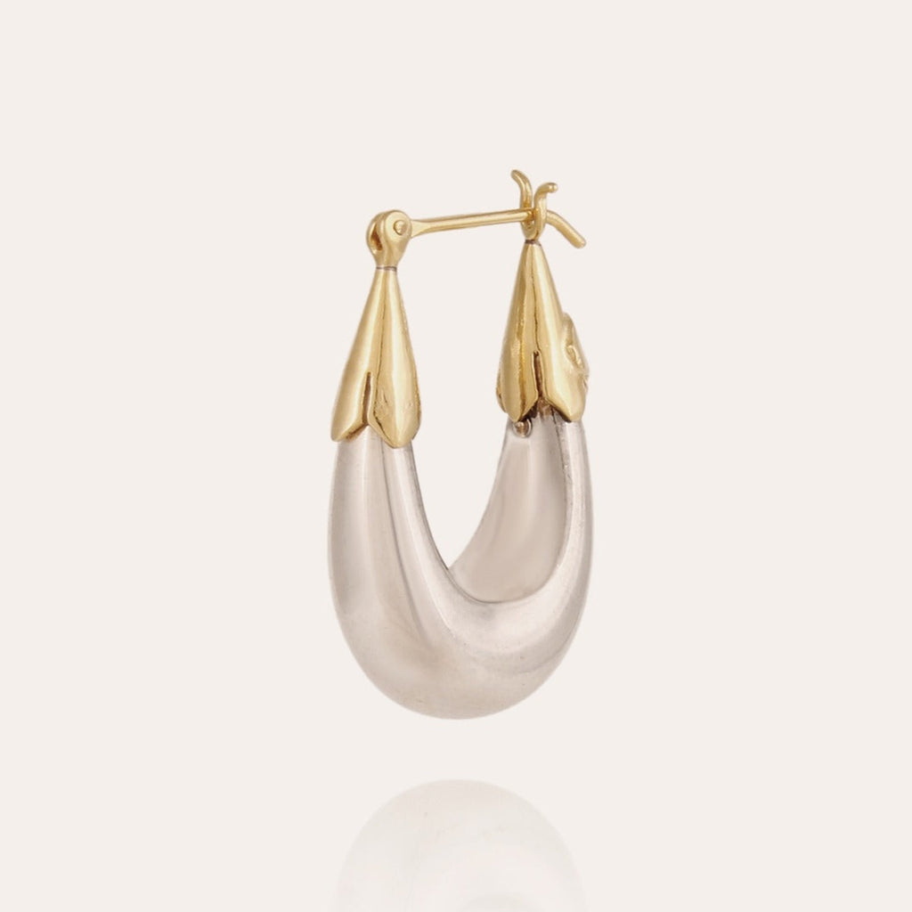 The small Ecume Bicolour earrings by Gas Bijoux in silver plating gold detailing