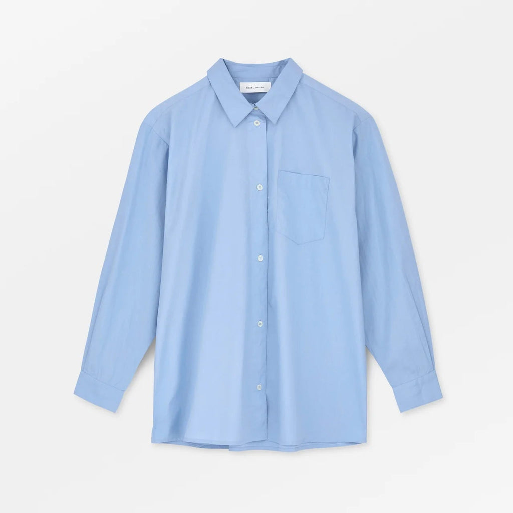 skall studio Edgar oversized menswear-inspired cotton poplin shirt sky blue