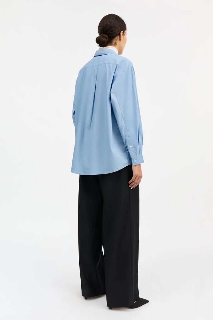 skall studio Edgar oversized menswear-inspired cotton poplin shirt sky blue