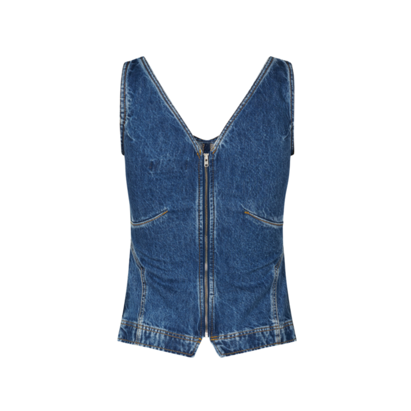 stine goya eliana  trompe l'oeil blue denim corset vest top 