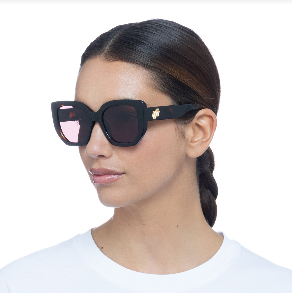 le specs euphoria sunglasses in super dark tort tortoiseshell