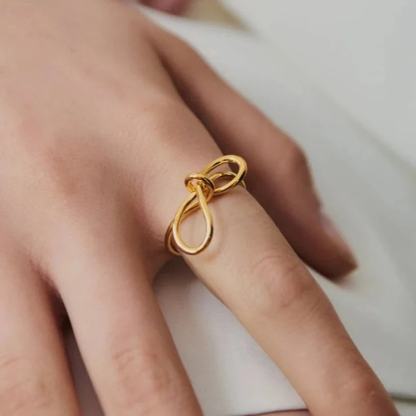 bar jewellery gold plated fiocco twist bow ring 