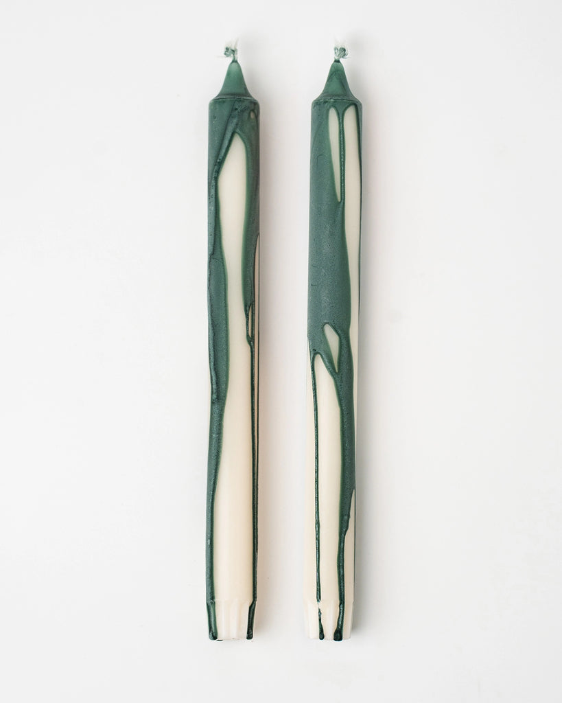 Yod & Co Flow Dinner Candles pair set of 2 Green