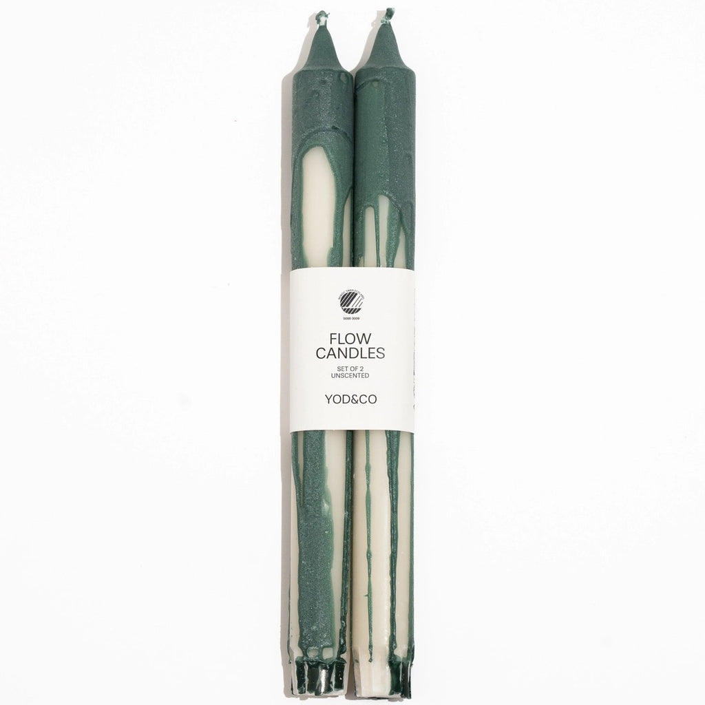 Yod & Co Flow Dinner Candles pair set of 2 Green