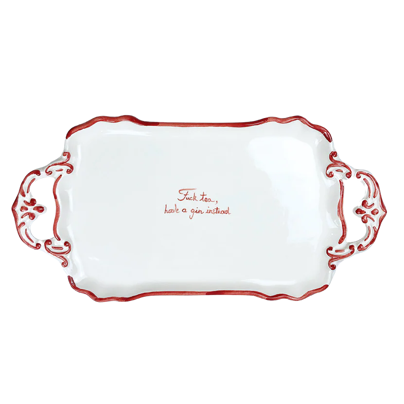 Musae Studios F*ck tea, have a gin instead ceramic tray italy italian hand painted