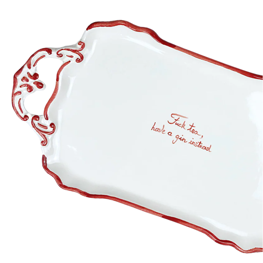 Musae Studios F*ck tea, have a gin instead ceramic tray italy italian hand painted