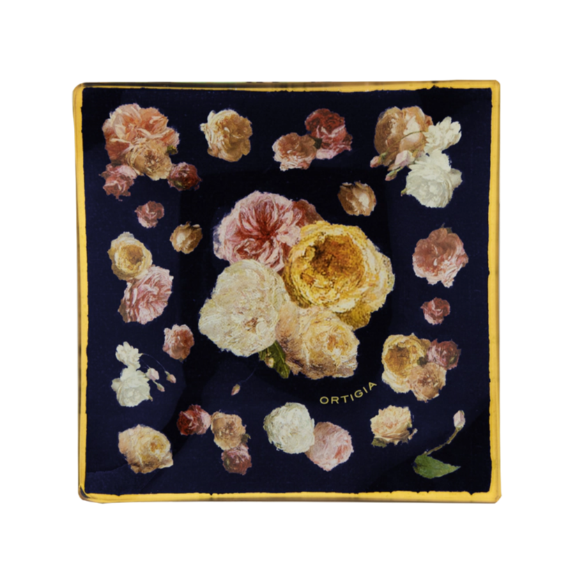 Ortigia ROSE ANTICHE single glycerine soap and decorative glass plate gift gifting