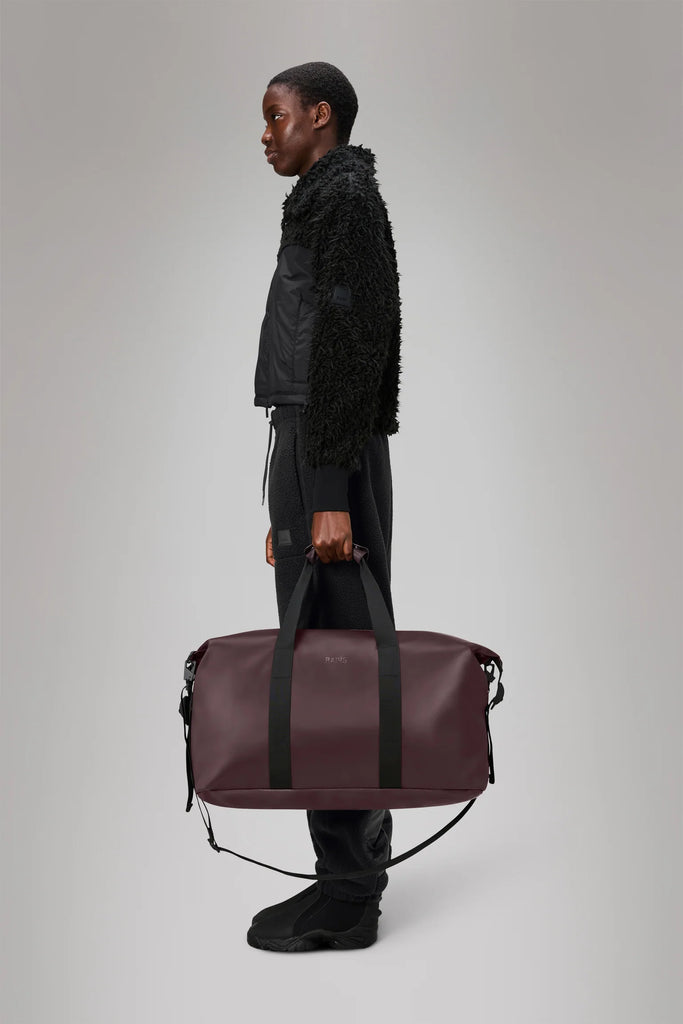 rains waterproof Hilo Weekend Bag depth dark red burgundy