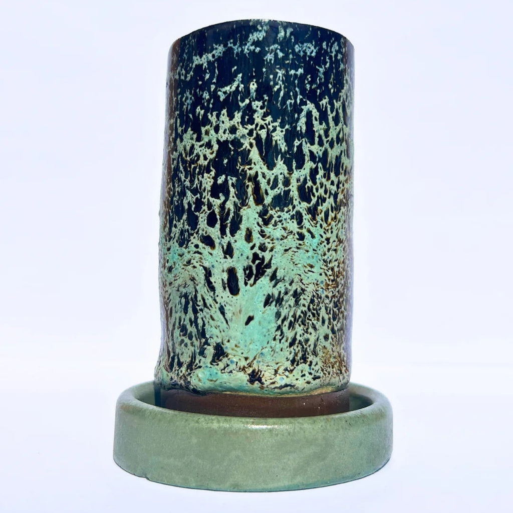 Hand-crafted ceramic incense burner by London brand Staye Studio ember 003 green