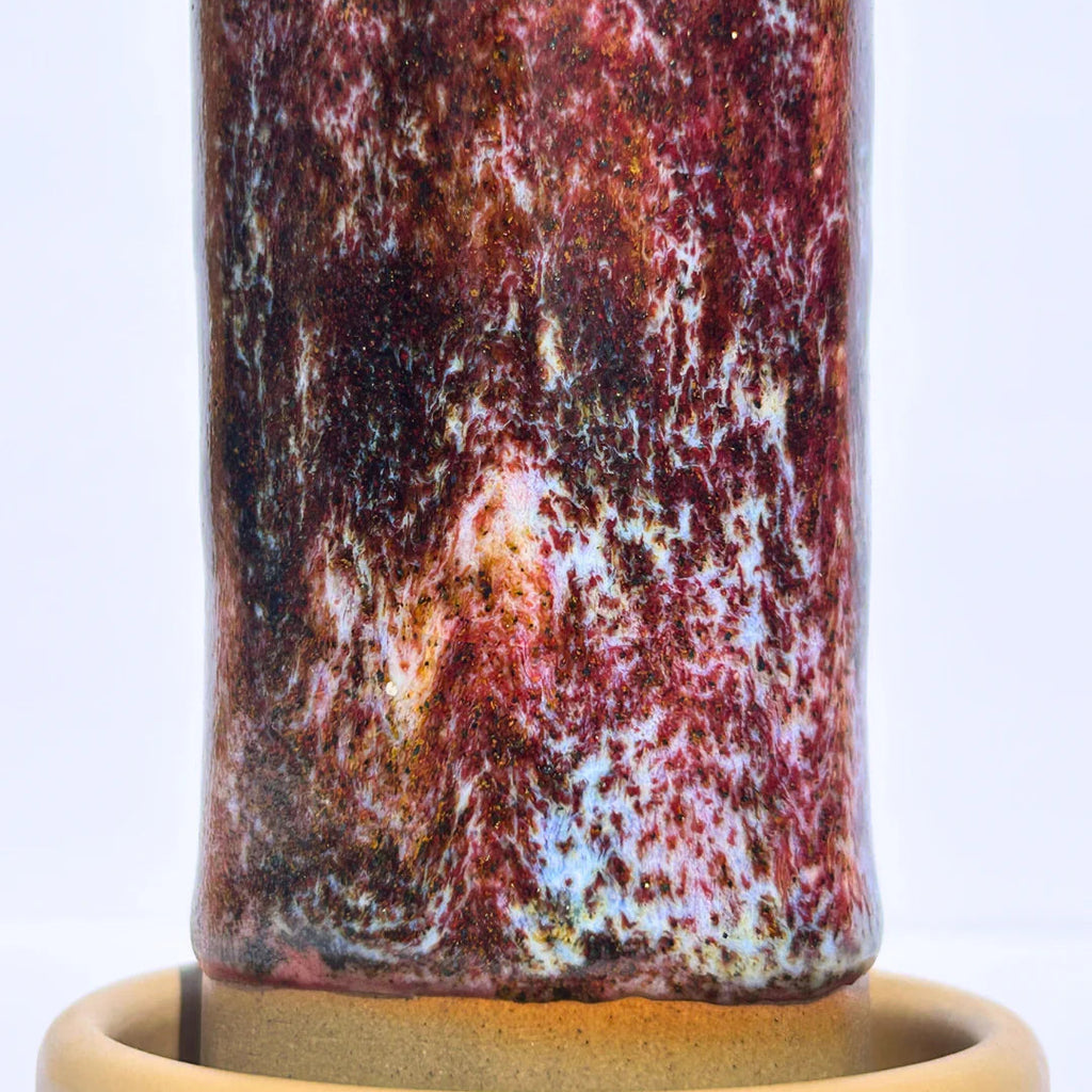 Hand-crafted ceramic incense burner by London brand Staye Studio ember 006 red pink