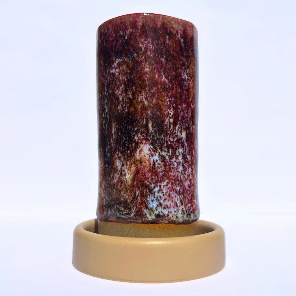 Hand-crafted ceramic incense burner by London brand Staye Studio ember 006 red pink