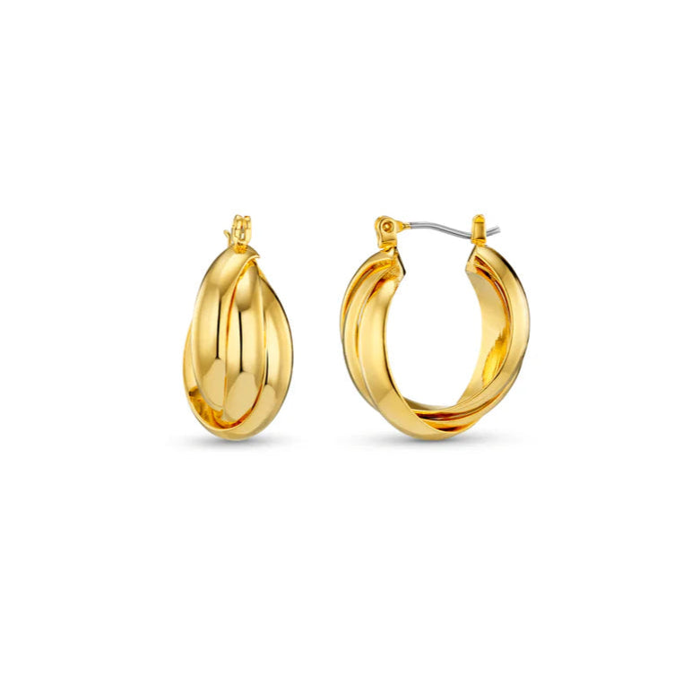 orelia gold Small Interlocking Hoop Earrings with a hinged clasp