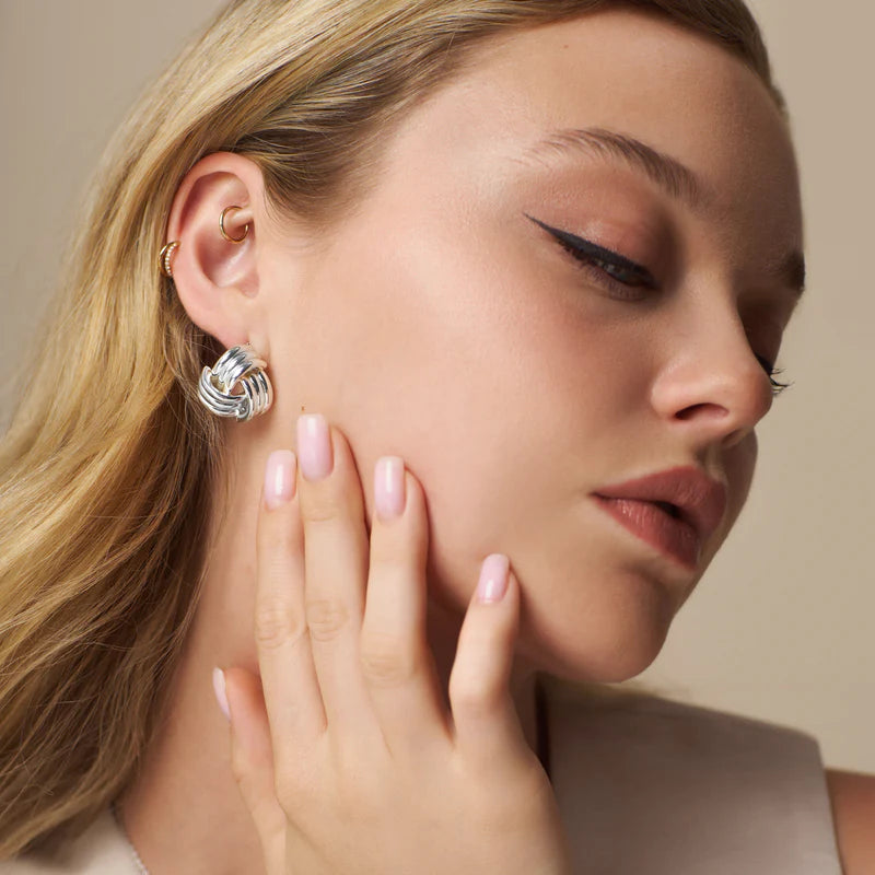 orelia silver Interlocking Statement Stud Earrings