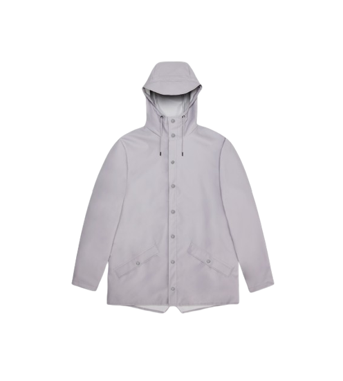 grey flint short rain jacket with hood by Rains
