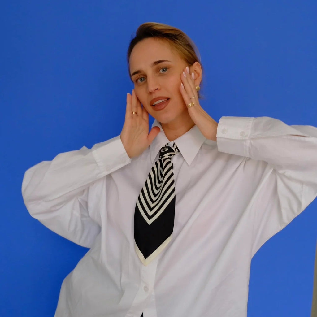 Le Scarf No. 2 100% silk scarf in black and cream