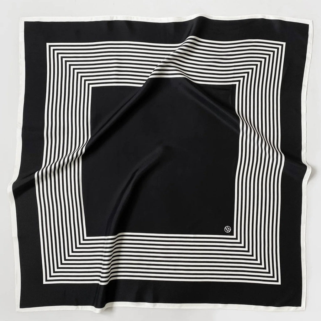 Le Scarf No. 2 100% silk scarf in black and cream