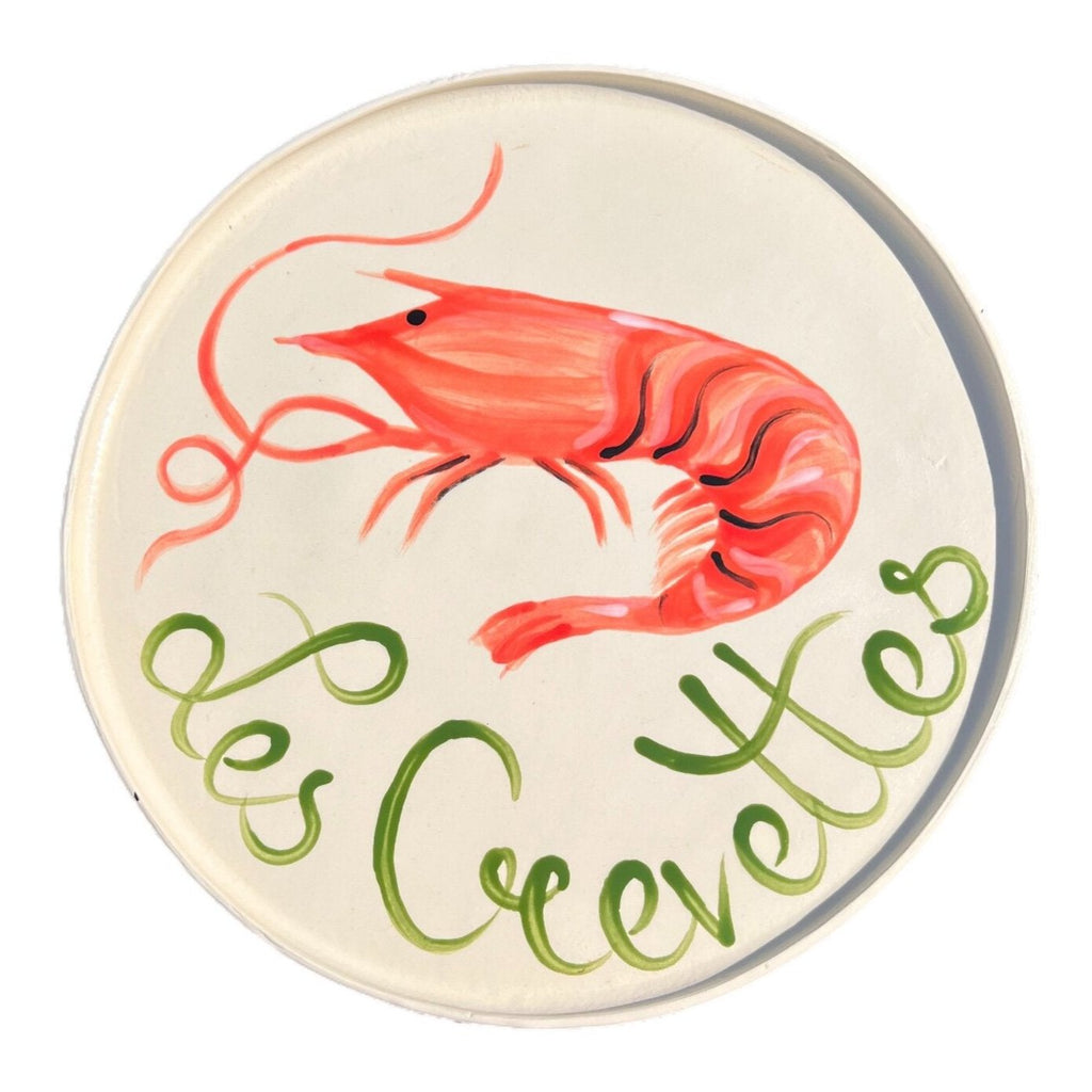 harlie brown studio ceramic plate platter les crevettes lobster shrimp prawn