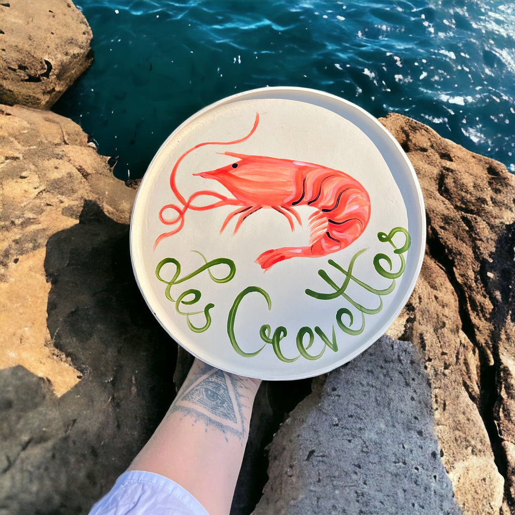 harlie brown studio ceramic plate platter les crevettes lobster shrimp prawn