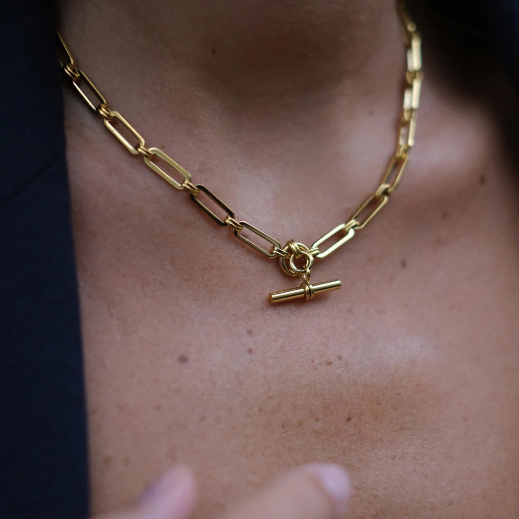 orelia LUXE Linear Link T-Bar Necklace gold