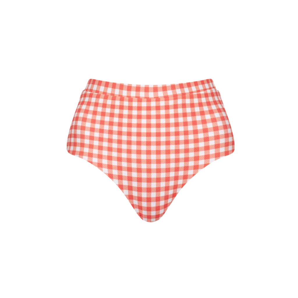 coral orange gingham check high waist lucinda bikini bottoms togs swimming by cossie + co