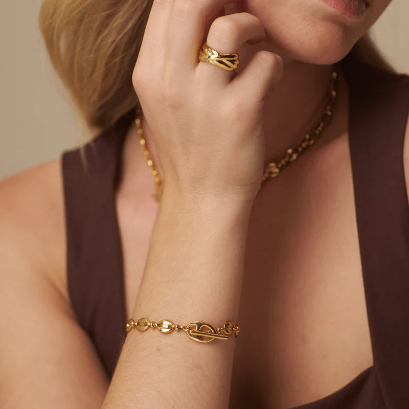 orelia gold Mariner Chain T-Bar Bracelet 