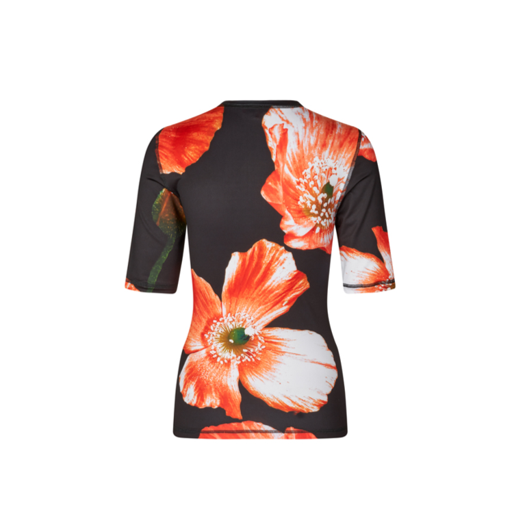 stine goya minerva opium poppies black orange floral flowers top by stine goya