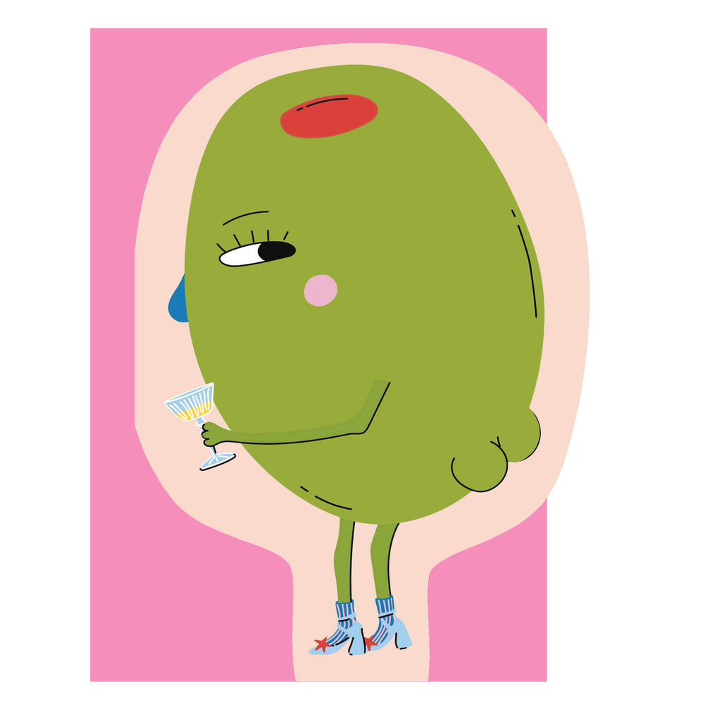 eat the moon hey olive die cut greeting card foodie collection