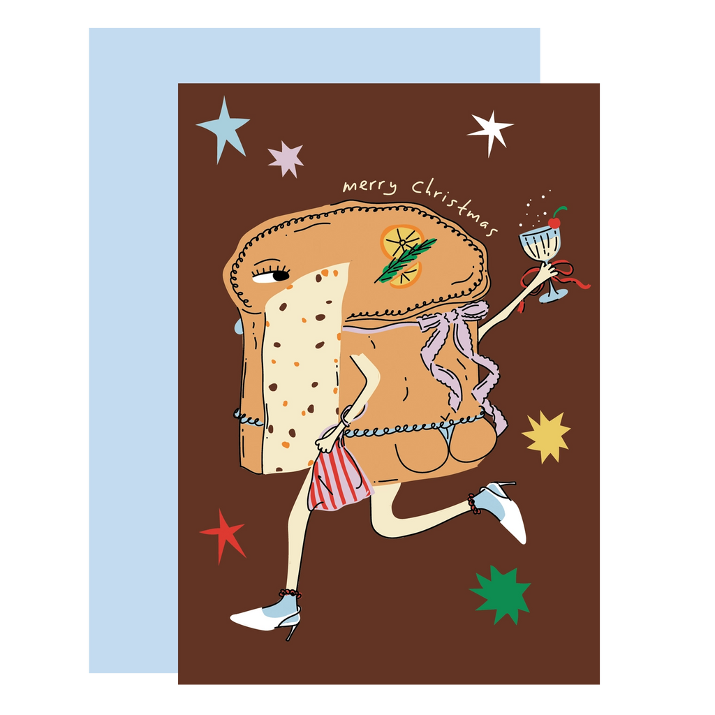 eat the moon Panettone in Boots Christmas Greeting Card festive 