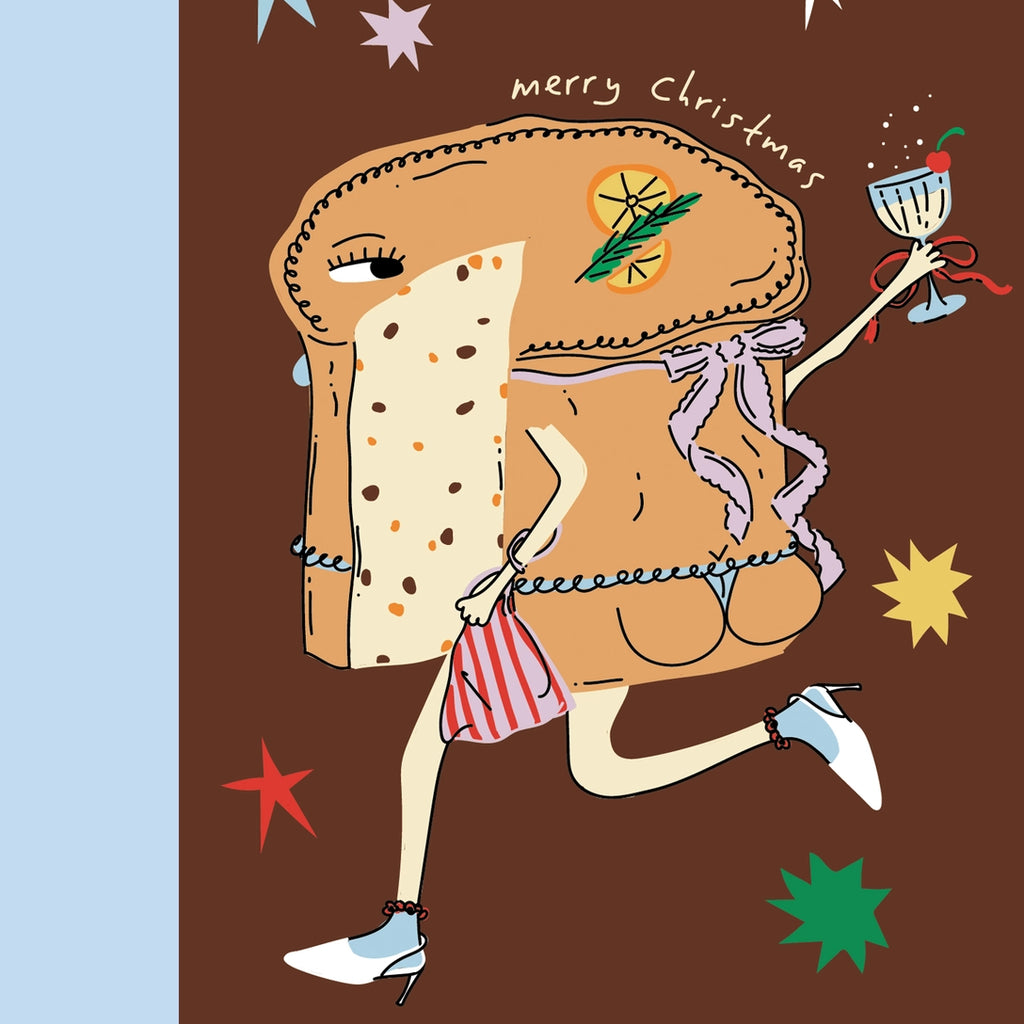 eat the moon Panettone in Boots Christmas Greeting Card festive 