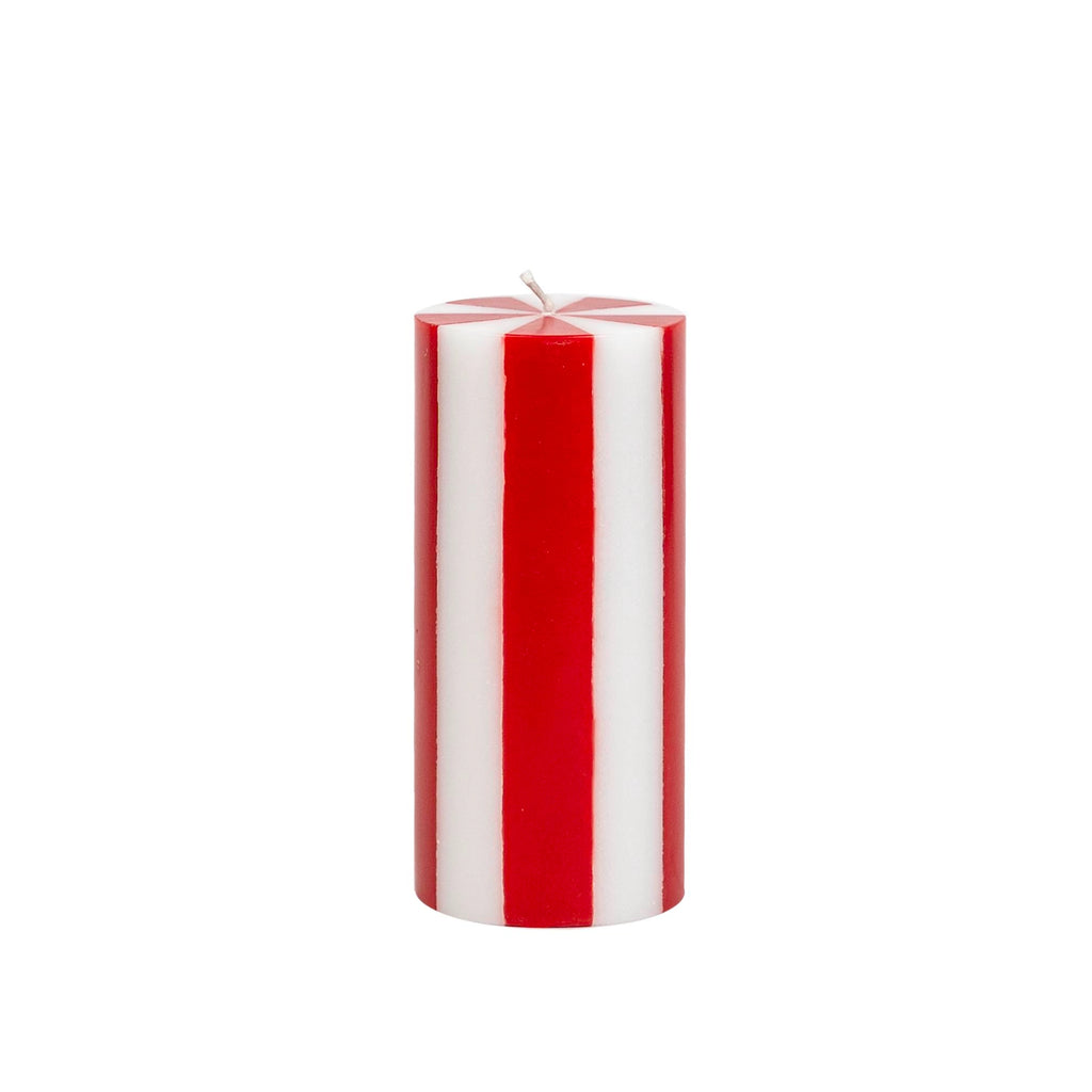 Yod & Co Medium Pillar Candle Bright Red & White Stripe