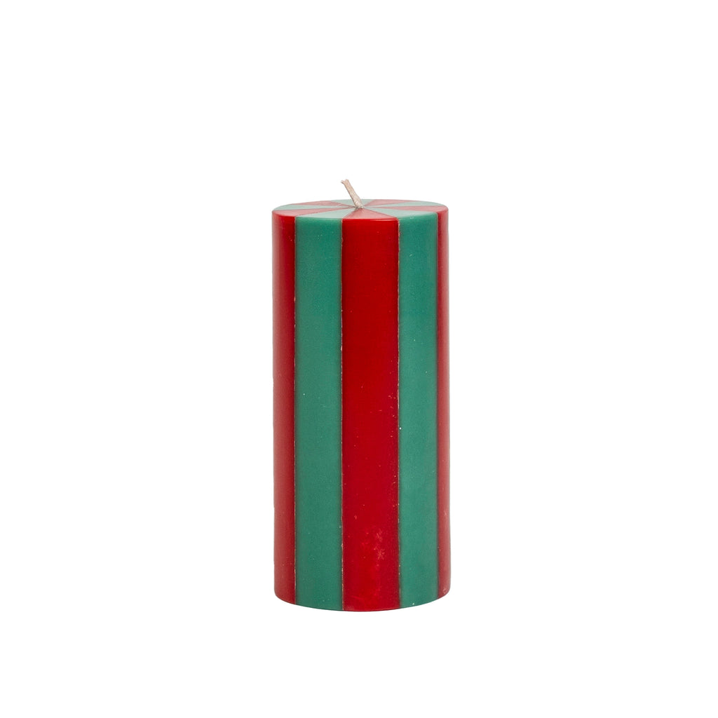 yod & co Medium Pillar Candle Racing Red & Green Stripe