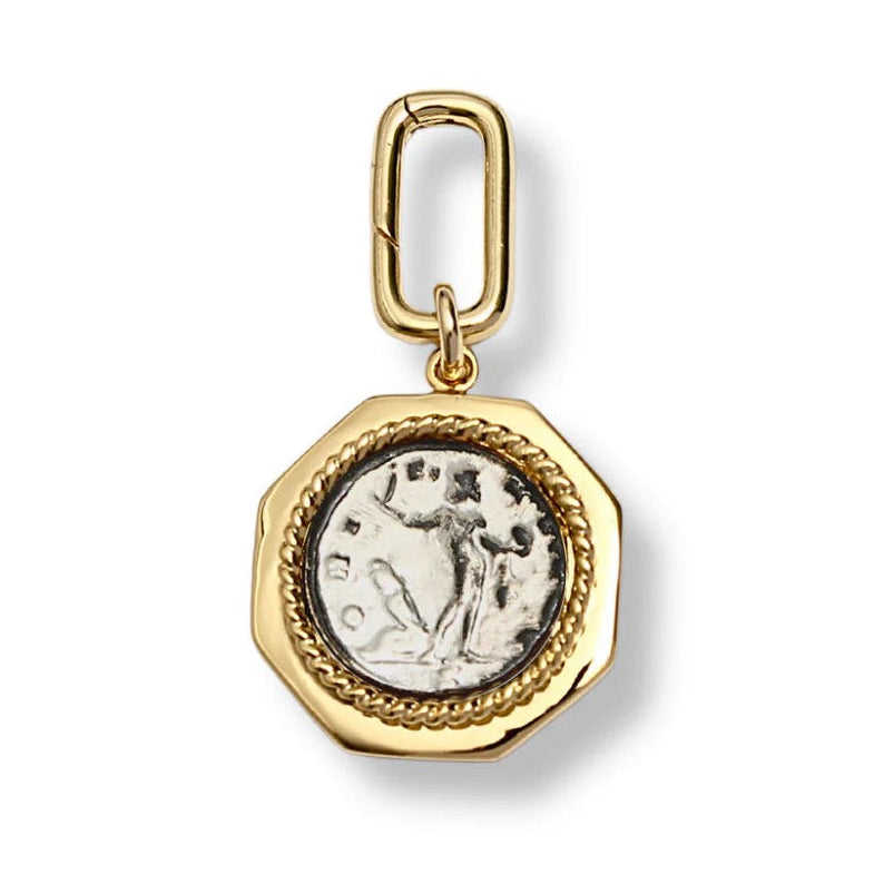 The Salus coin charm by British brand By Alona gold silver mix