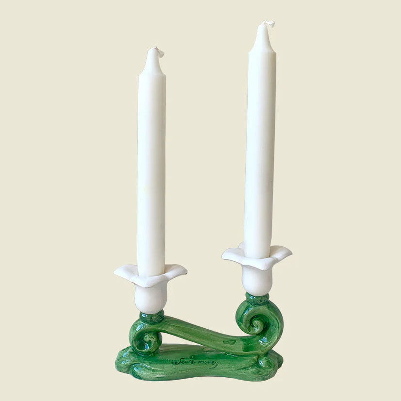 musae studio SAVE MONEY Candle Holder italian italy hand made green